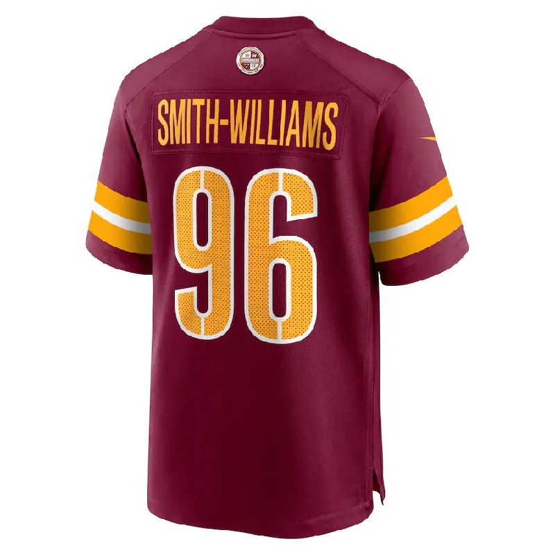 Rugby Jersey for Easy Movement and Flexibility-W.Commanders #96 James Smith-Williams Burgundy Game Player Jersey Stitched American Football Jerseys