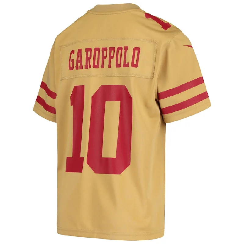 Rugby Jersey with Soft and Comfortable Inner Layer-SF.49ers #10 Jimmy Garoppolo Gold Inverted Game Jersey Stitched American Football Jerseys