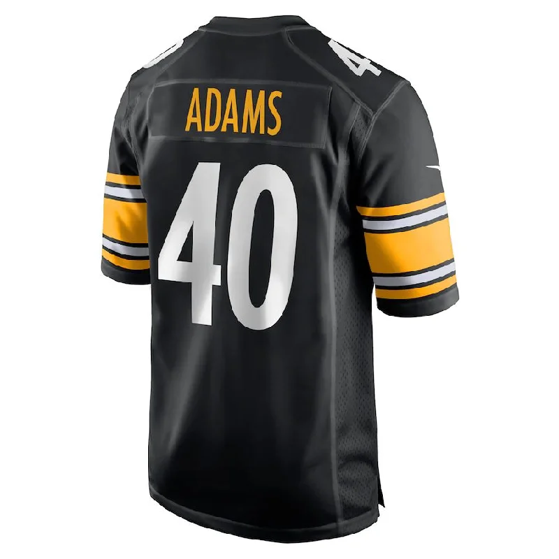 Rugby Jersey with Stretch for Movement Flexibility-P.Steelers #40 Andrew Adams Black Game Player Jersey Stitched American Football Jerseys