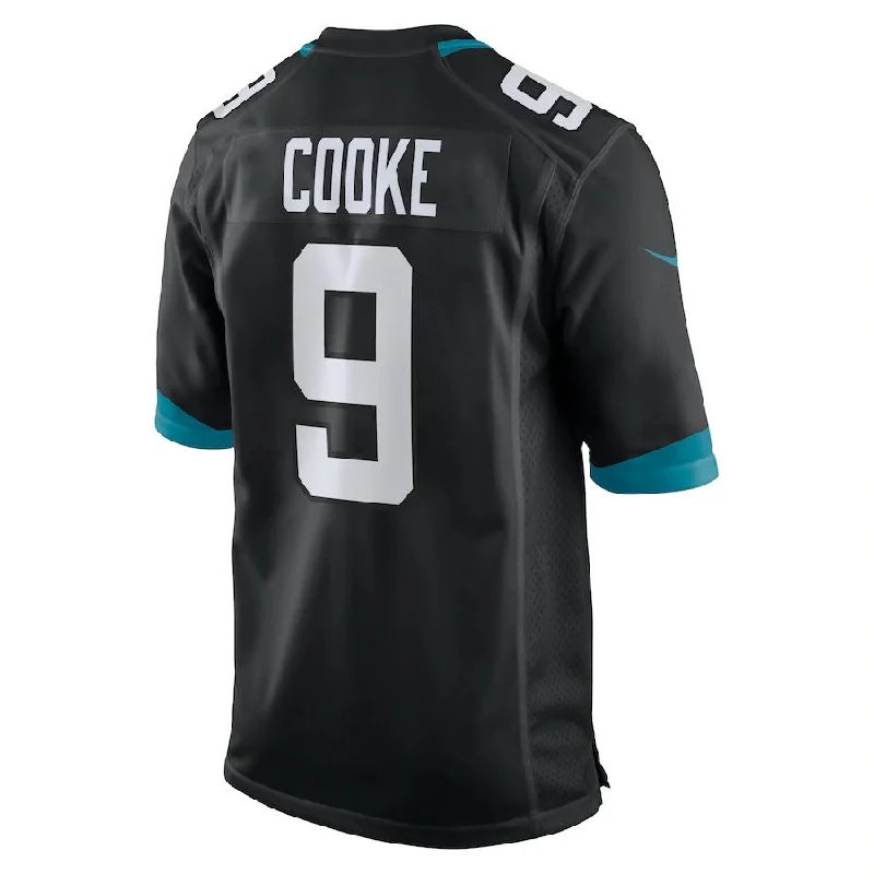 Rugby Jersey for Better Fit and Freedom of Movement-J.Jaguars #9 Logan Cooke Black Game Jersey Stitched American Football Jerseys