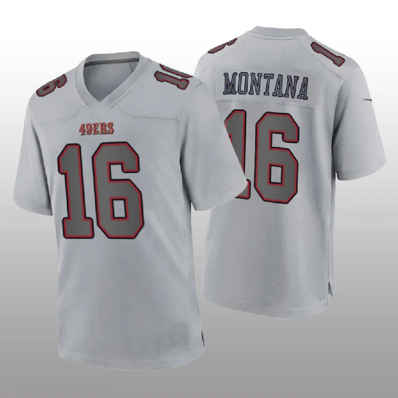 Rugby Jersey for Classic Fit and Comfort-SF.49ers #16 Joe Montana Gray Atmosphere Game Retired Player Jersey Stitched American Football Jersey