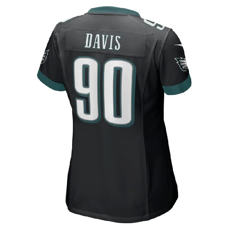 Rugby Jersey for Performance Fit for All Sizes-P.Eagles #90 Jordan Davis Black Player Game Jersey Stitched American Football Jerseys