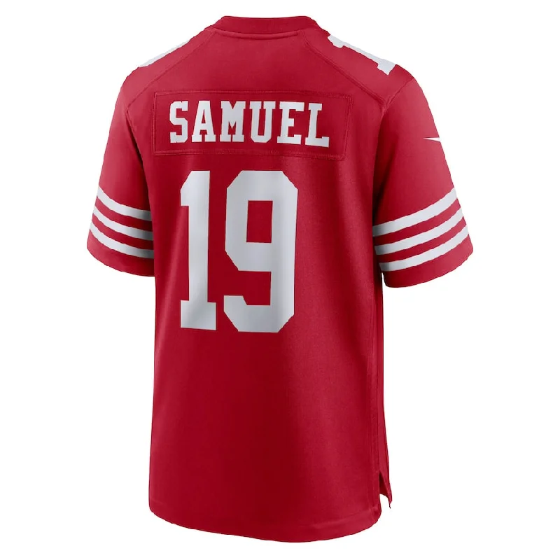 Rugby Jersey for Both Training and Games-SF.49ers #19 Deebo Samuel Scarlet Player Game Jersey Stitched American Football Jersey