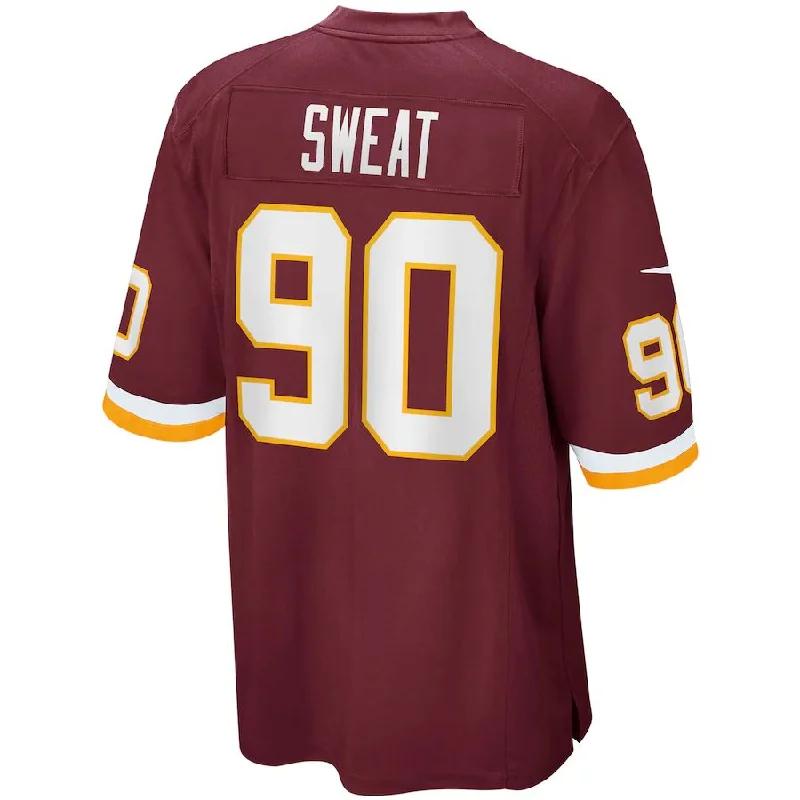 Rugby Jersey for Comfortable Fit During Contact-W.Football Team #90 Montez Sweat Burgundy Game Jersey Stitched American Football Jerseys