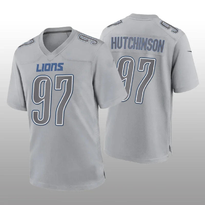 Rugby Jersey for Full Range of Motion During Play-D. Lions #97 Aidan Hutchinson Gray Game Atmosphere Jersey Stitched American Football Jerseys