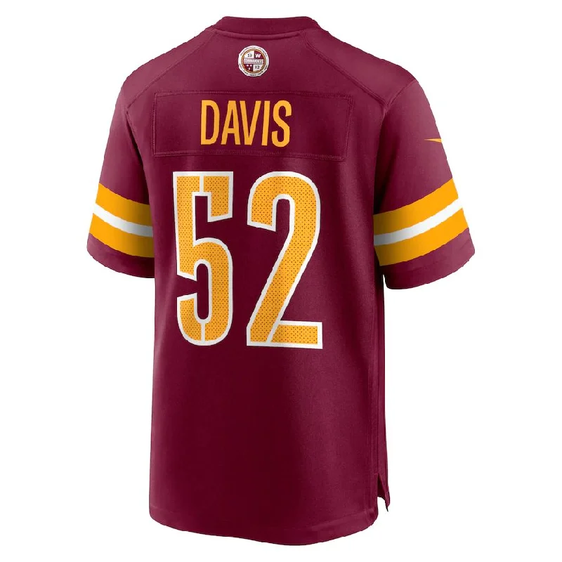 Rugby Jersey with Durable Fabric for Extended Use-W.Commanders #52 Jamin Davis Burgundy Game Jersey Stitched American Football Jerseys