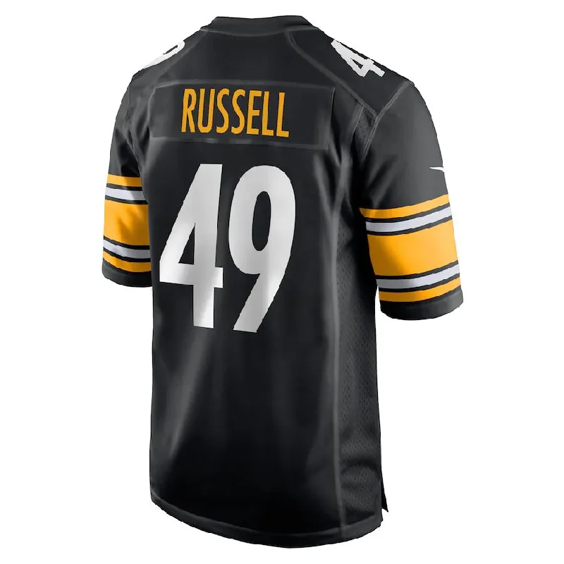 Rugby Jersey for All-Weather Protection and Comfort-P.Steelers #49 Chapelle Russell Black Game Player Jersey Stitched American Football Jerseys