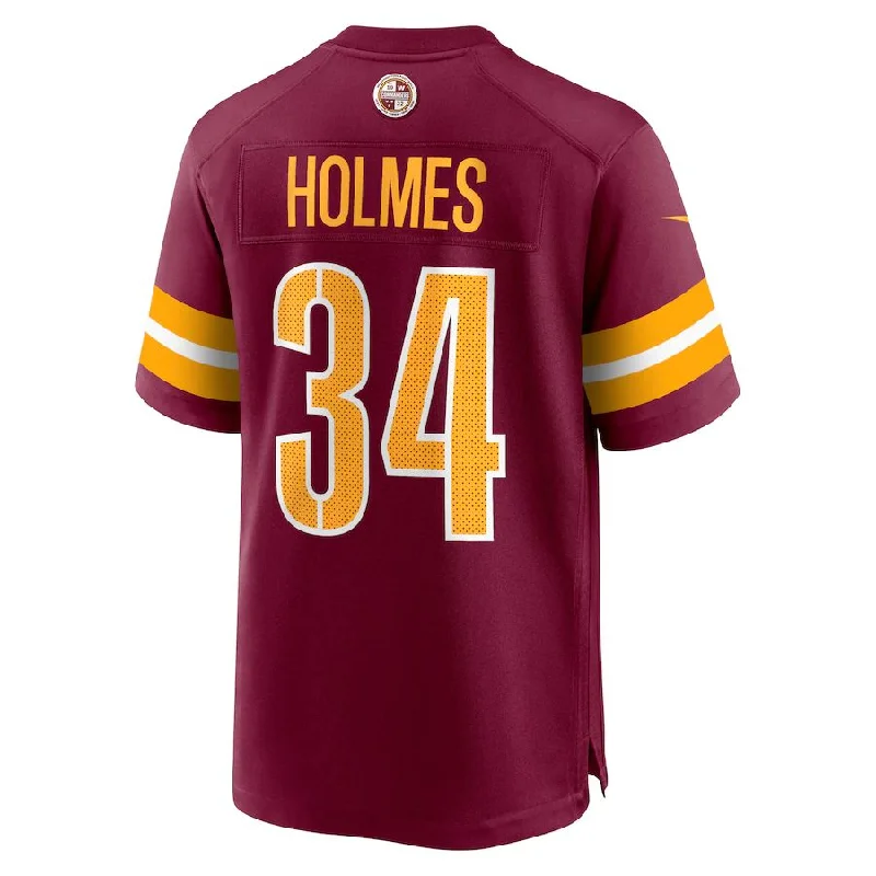 Rugby Jersey for Team Uniforms-W.Commanders #34 Christian Holmes Burgundy Player Game Jersey Stitched American Football Jerseys