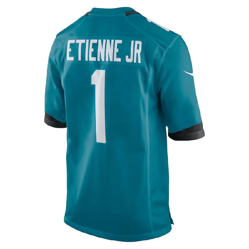 Rugby Jersey with Moisture-Wicking and Quick-Dry Properties-J.Jaguars #1 Travis Etienne Teal Game Jersey Stitched American Football Jerseys