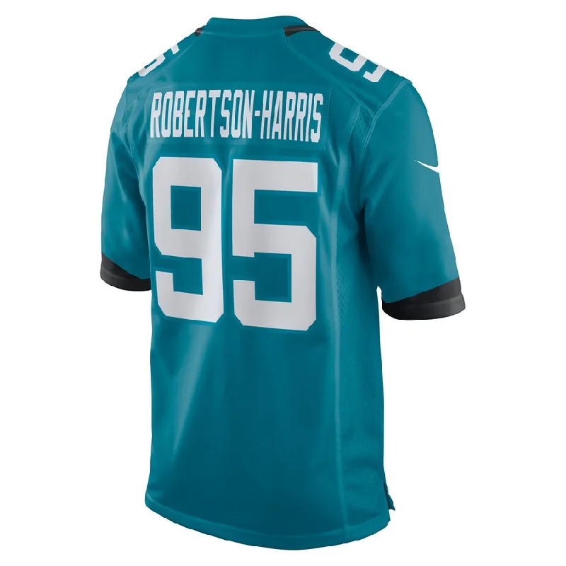 Rugby Jersey for Team Play-J.Jaguars #95 Roy Robertson-Harris Teal Game Jersey Stitched American Football Jerseys