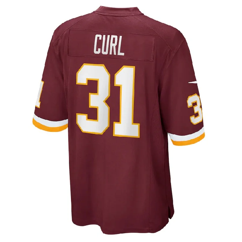 Rugby Jersey for Tight Fit and Support-W.Football Team #31 Kamren Curl Burgundy Game Player Jersey Stitched American Football Jerseys