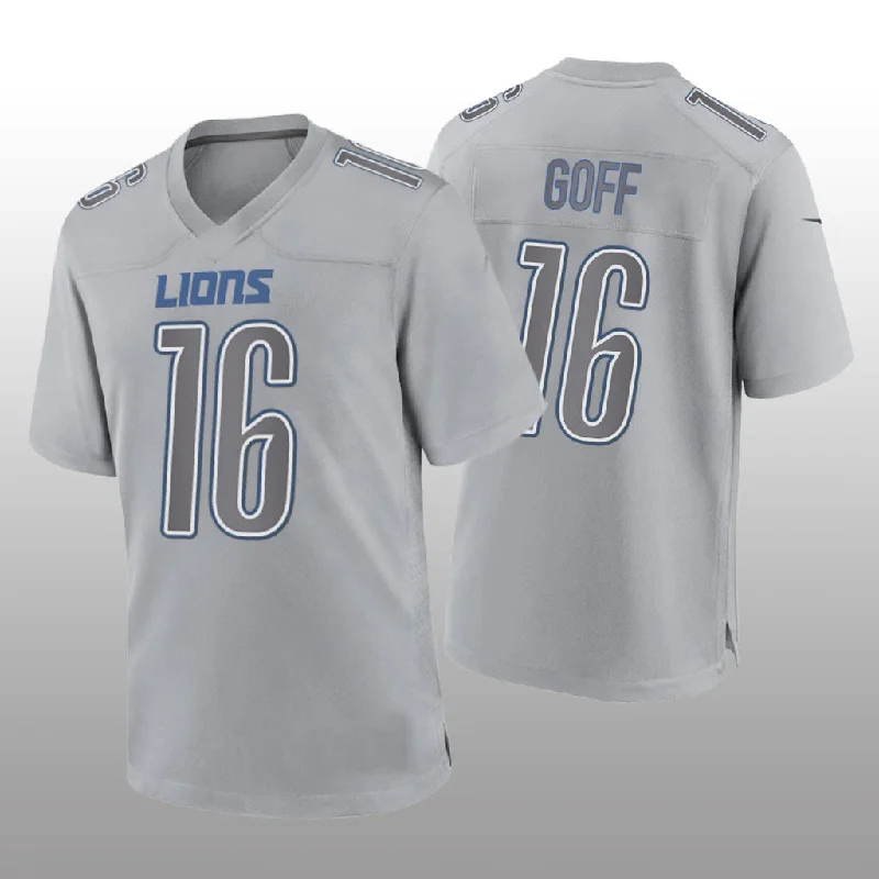 Rugby Jersey for Classic Style and Comfort-D.Lions #16 Jared Goff Gray Game Atmosphere Jersey Stitched American Football Jerseys