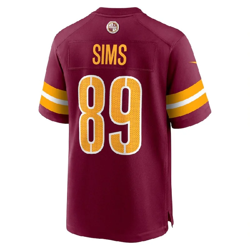 Rugby Jersey for Pro-Level Match Performance-W.Commanders #89 Cam Sims Burgundy Game Jersey Stitched American Football Jerseys