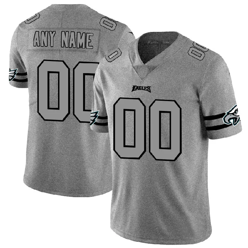 Rugby Jersey for Tight and Comfortable Fit-Custom P.Eagles 2019 Gray Gridiron Gray Vapor Untouchable Limited Jersey Stitched American Football Jerseys