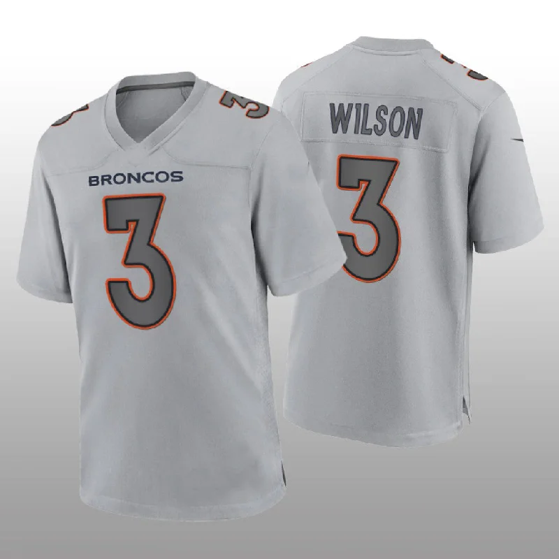 Rugby Jersey for High-Intensity Game Performance-D.Broncos #3 Russell Wilson Gray Atmosphere Game Jersey Stitched American Football Jerseys