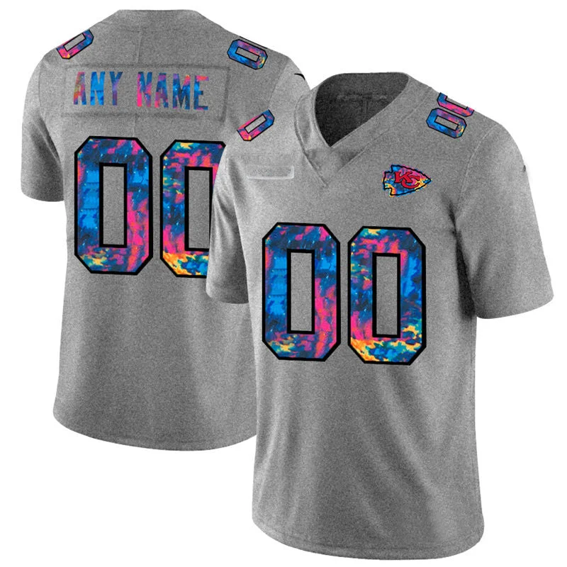 Rugby Jersey for Outdoor and Indoor Games-Custom KC.Chiefs Multi-Color 2020 Crucial Catch Vapor Untouchable Limited Jersey Greyheather Stitched American Football Jerseys