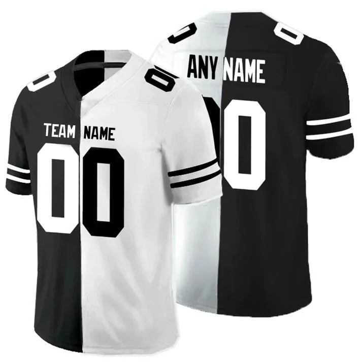 Rugby Jersey for Optimal Movement During Games-Custom SF.49ers Stitched Any Team Black And White Peaceful Coexisting  American Football Jerseys