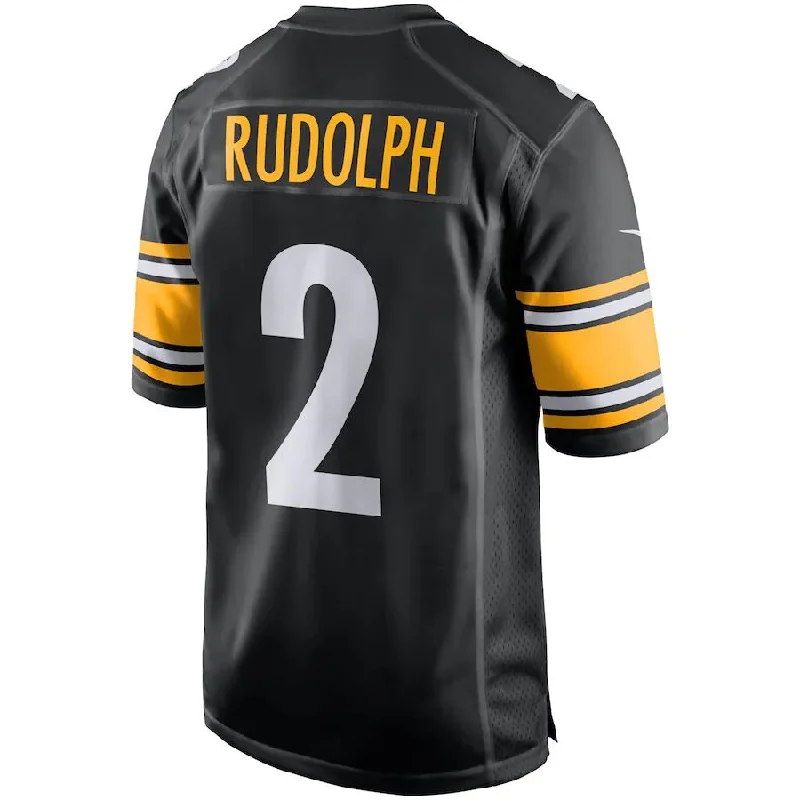 Rugby Jersey with Soft Touch and Comfort Fit-P.Steelers #2 Mason Rudolph Black Game Player Jersey Stitched American Football Jerseys