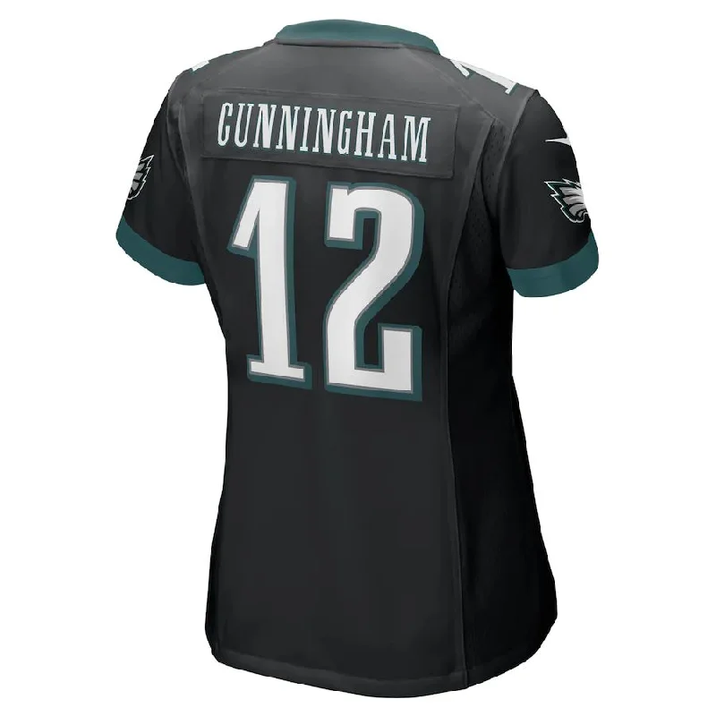 Rugby Jersey with Performance Features for Athletes-P.Eagles #12 Randall Cunningham Black Retired Game Jersey Stitched American Football Jerseys