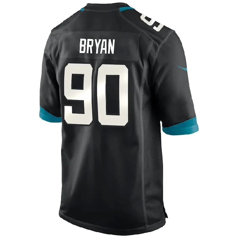 Rugby Jersey for Warm and Cold Weather Comfort-J.Jaguars #90 Taven Bryan Black Game Player Jersey Stitched American Football Jerseys