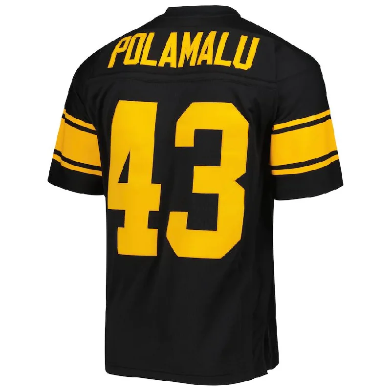 Rugby Jersey for Rugged Play-P.Steelers #43 Troy Polamalu Mitchell & Ness Black Alternate 2008 Legacy Replica Jersey Stitched American Football Jerseys