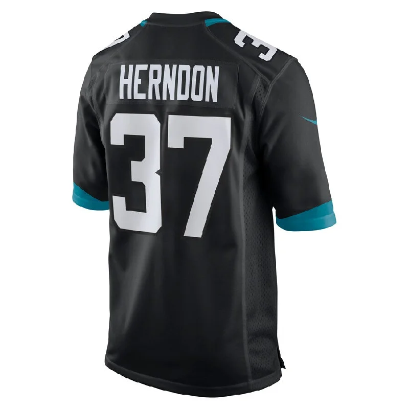 Rugby Jersey for Maximum Comfort During Intense Games-J.Jaguars #37 Tre Herndon Black Game Jersey Stitched American Football Jerseys