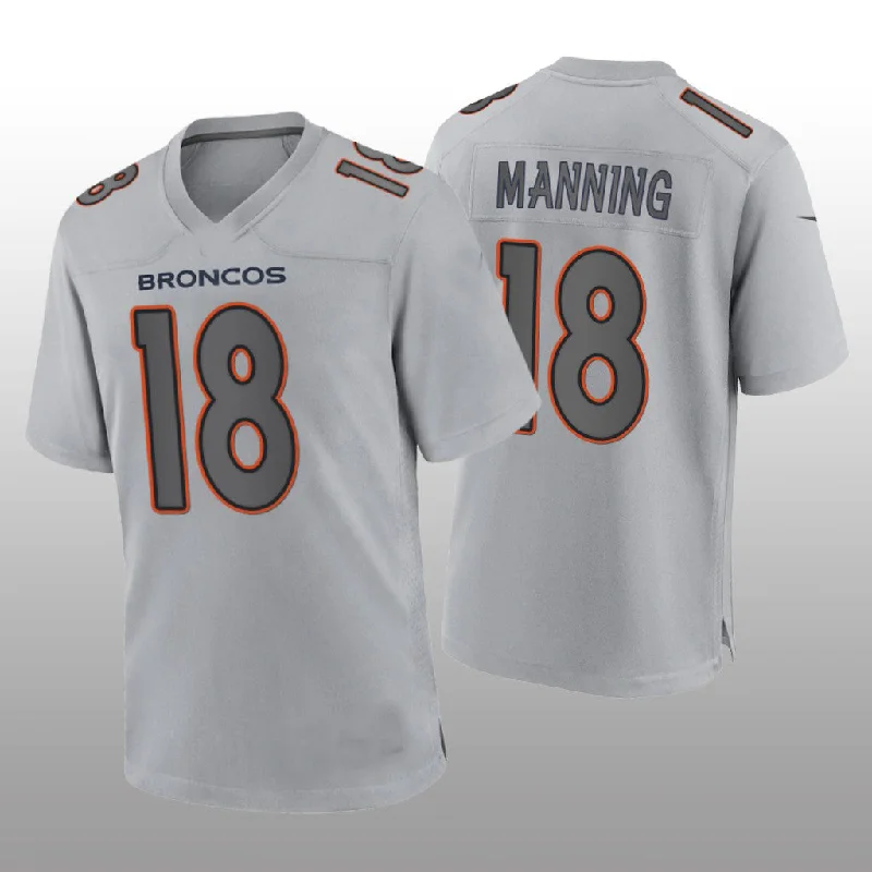 Rugby Jersey with Breathable Fabric for Quick Drying-D.Broncos #18 Peyton Manning Gray Atmosphere Game Retired Player Jersey Stitched American Football Jerseys