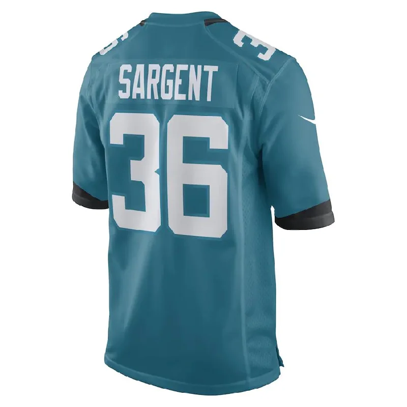 Customizable Rugby Jersey for Teams-J.Jaguars #36 Mekhi Sargent Teal Game Player Jersey Stitched American Football Jerseys