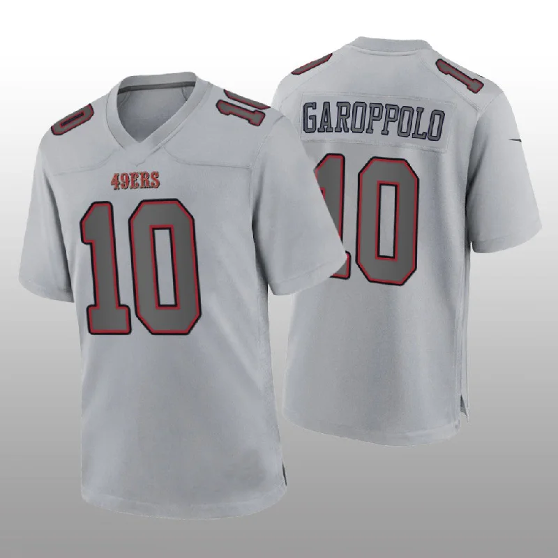 Rugby Jersey for Outdoor Play in Any Weather-SF.49ers #10 Jimmy Garoppolo Gray Atmosphere Game Jersey Stitched American Football Jersey