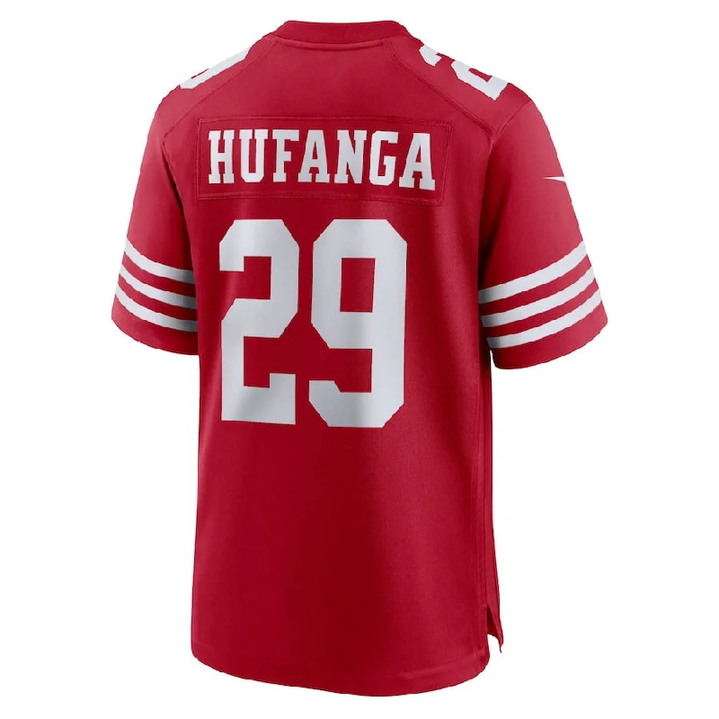 Rugby Jersey for Enhanced Comfort and Agility-Sf.49ers #29 Talanoa Hufanga Scarlet Game Player Jersey Stitched American Football Jerseys