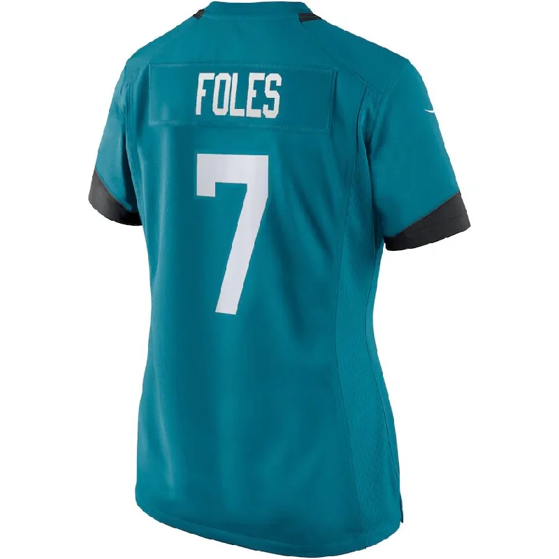 Rugby Jersey with Extra Stretch for Movement-J.Jaguars #7 Nick Foles Teal Game Player Jersey Stitched American Football Jerseys