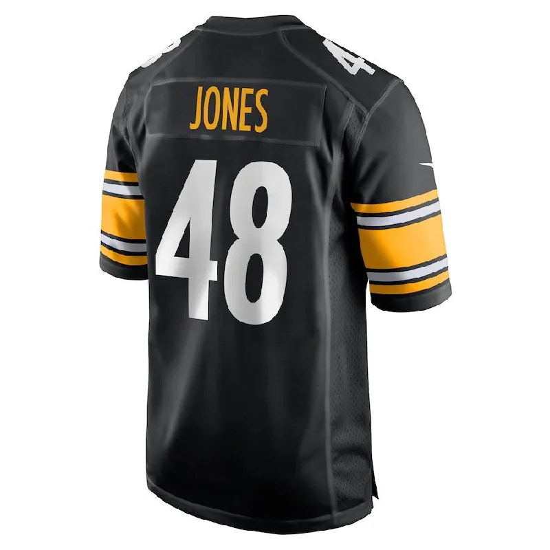 Rugby Jersey for Body-Fit Performance and Style-P.Steelers #48 Jamir Jones Black Team Game Player Jersey Stitched American Football Jerseys