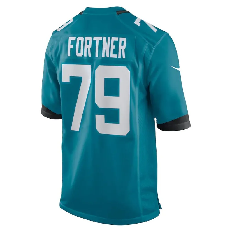 Rugby Jersey for Fast-Paced Games-J.Jaguars #79 Luke Fortner Teal Game Jersey Stitched American Football Jerseys