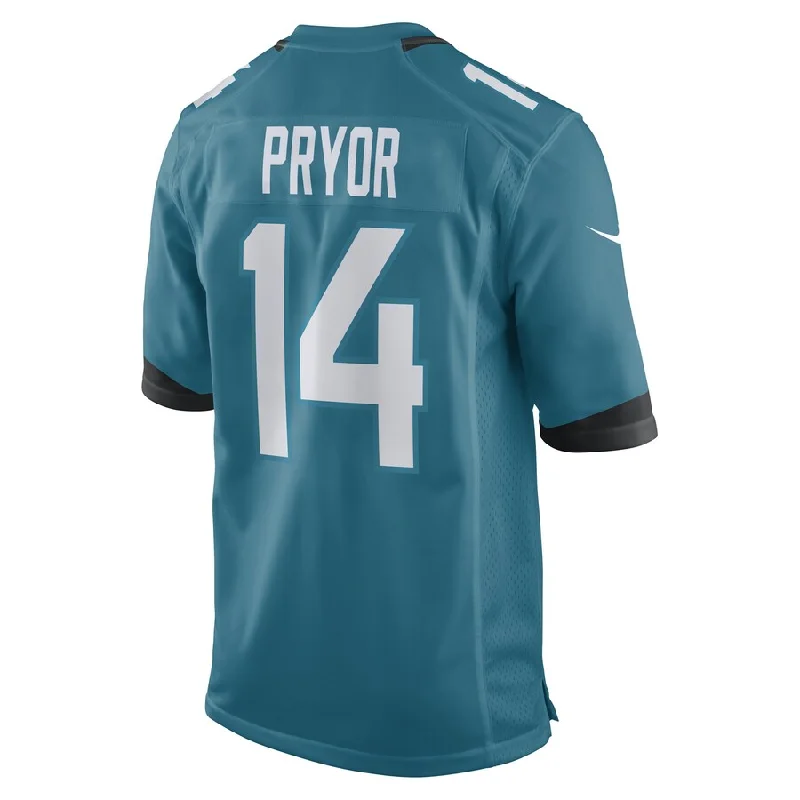 Rugby Jersey for High-Performance Training-J.Jaguars #14 Kendric Pryor Teal Game Player Jersey Stitched American Football Jerseys