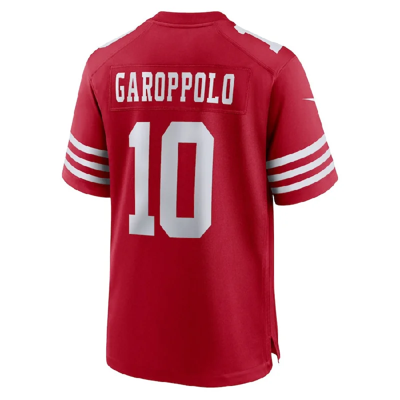 Rugby Jersey for Breathable and Stretchable Comfort-SF.49ers #10 Jimmy Garoppolo Scarlet Player Game Jersey Stitched American Football Jerseys