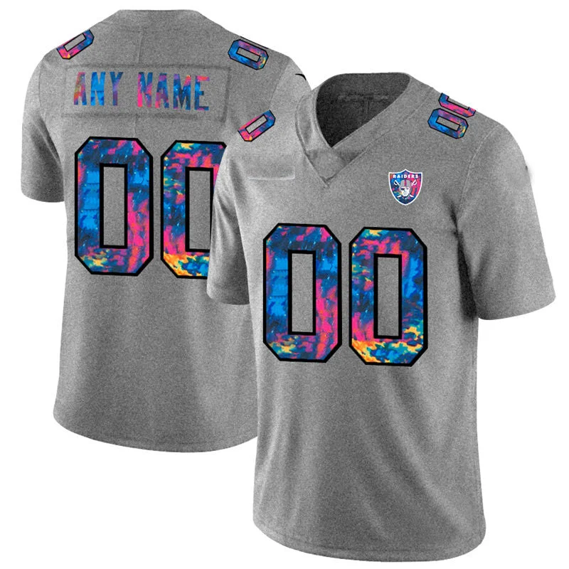 Rugby Jersey for Lightweight Performance-Custom LV.Raiders Multi-Color 2020 Crucial Catch Vapor Untouchable Limited Jersey Greyheather Stitched American Football Jerseys