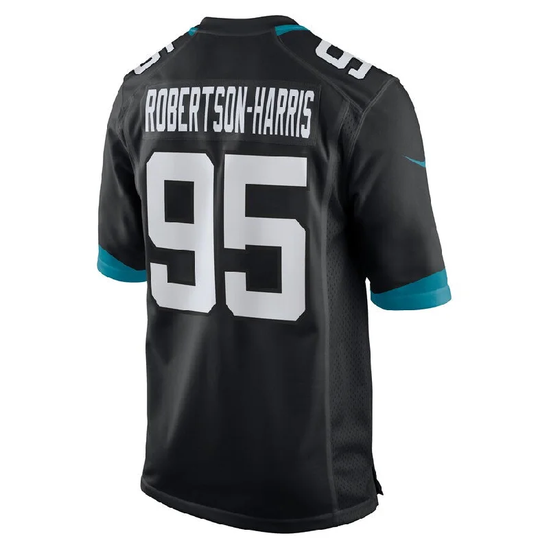 Lightweight Rugby Jersey for Fast Play-J.Jaguars #95 Roy Robertson-Harris Black Game Jersey Stitched American Football Jerseys