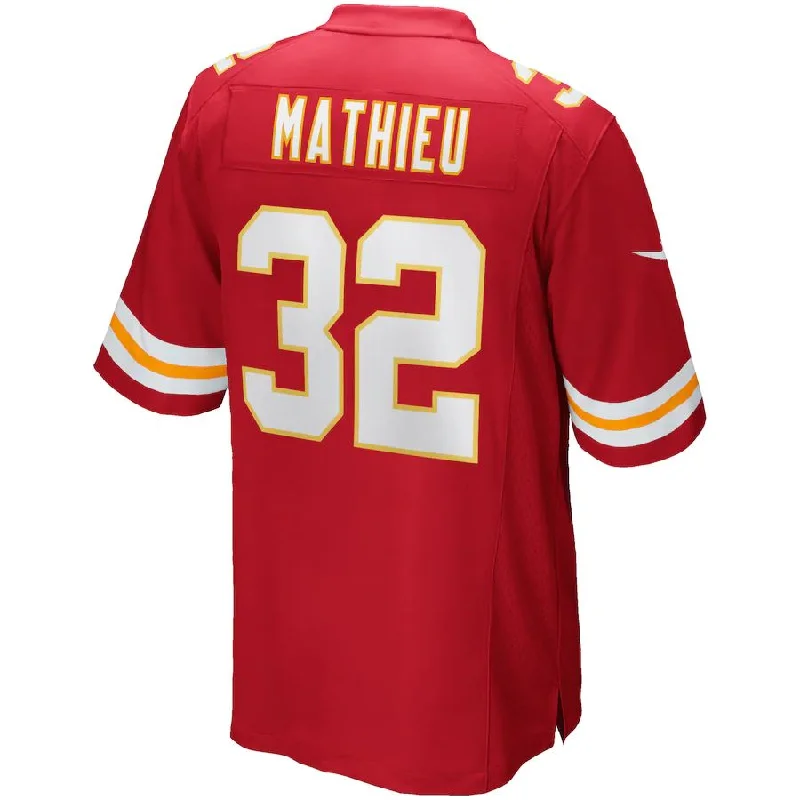 Rugby Jersey for Training and Competitive Matches-KC.Chiefs #32 Tyrann Mathieu Red Game Player Jersey Stitched American Football Jerseys