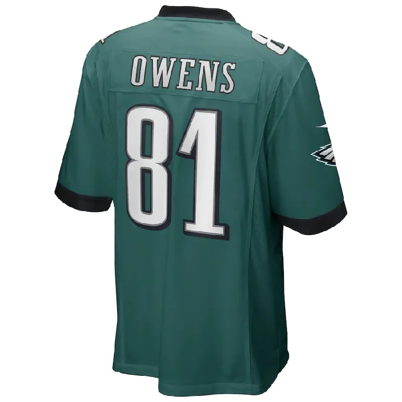 Rugby Jersey for Training and Competitive Matches-P.Eagles #81 Terrell Owens Midnight Green Game Retired Player Jersey Stitched American Football Jerseys