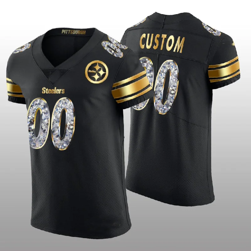 Rugby Jersey for Enhanced Comfort and Agility-Custom P.Steelers Diamond Edition Black Vapor Elite Jersey Stitched American Football Jerseys