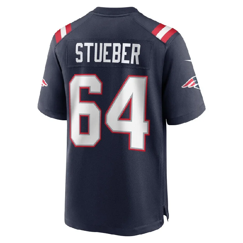 Rugby Jersey with Anti-Chafing Design for Comfort-NE.Patriots #64 Andrew Stueber Navy Game Player Jersey Stitched American Football Jerseys