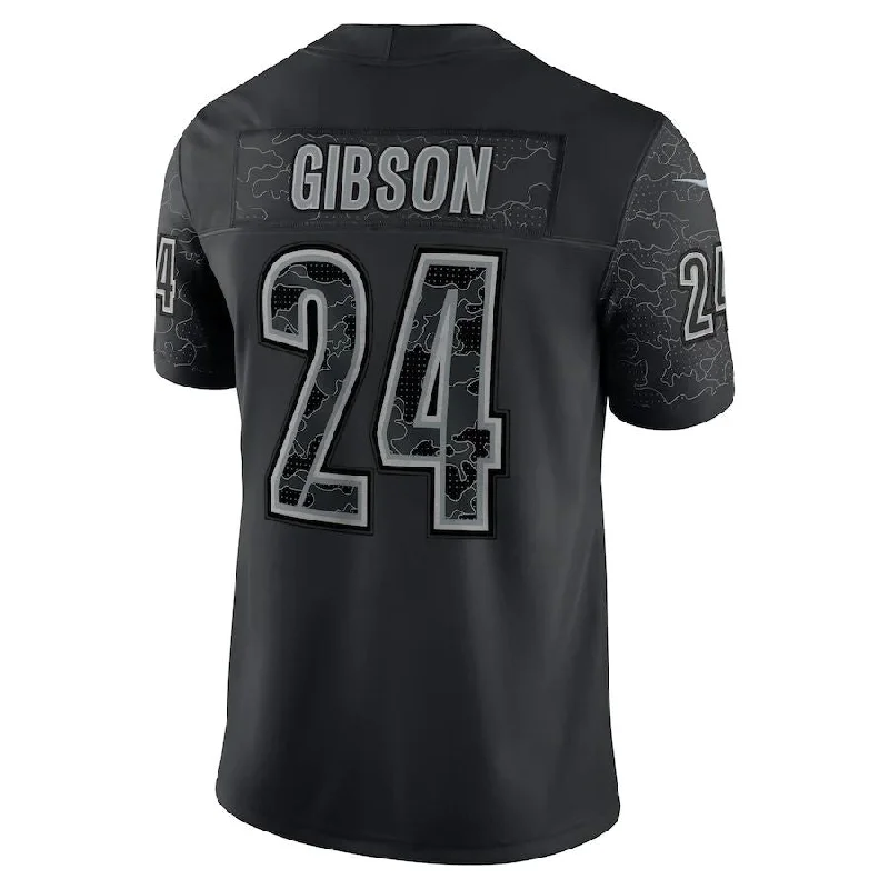 Rugby Jersey with Durable Design for Intense Play-W.Commanders #24 Antonio Gibson Black RFLCTV Limited Jersey Stitched American Football Jerseys