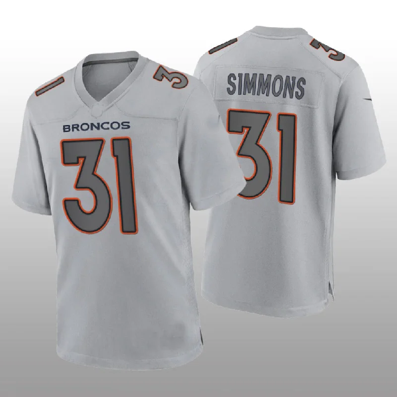 Rugby Jersey for Active Performance and Comfort-D.Broncos #31 Justin Simmons Gray Atmosphere Game Jersey Stitched American Football Jerseys