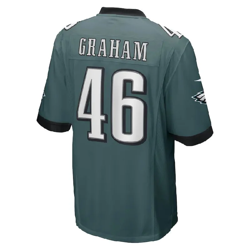 Rugby Jersey for Effortless Movement and Breathability-P.Eagles #46 Jaeden Graham Midnight Green Game Player Jersey Stitched American Football Jerseys