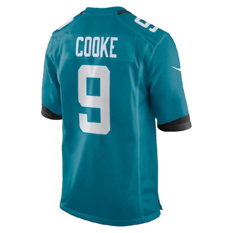 Rugby Jersey with Reinforced Seams for Tough Play-J.Jaguars #9 Logan Cooke Teal Game Jersey Stitched American Football Jerseys