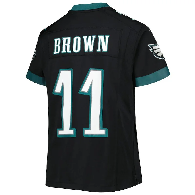 Rugby Jersey for Fast-Drying Comfort-P.Eagles #11 A.J. Brown Black Game Jersey Stitched American Football Jerseys