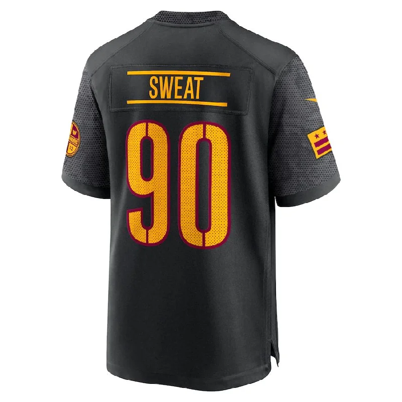 Rugby Jersey with Side Ventilation for Breathability-W.Commanders #90 Montez Sweat Black Alternate Game Player Jersey Stitched American Football Jerseys