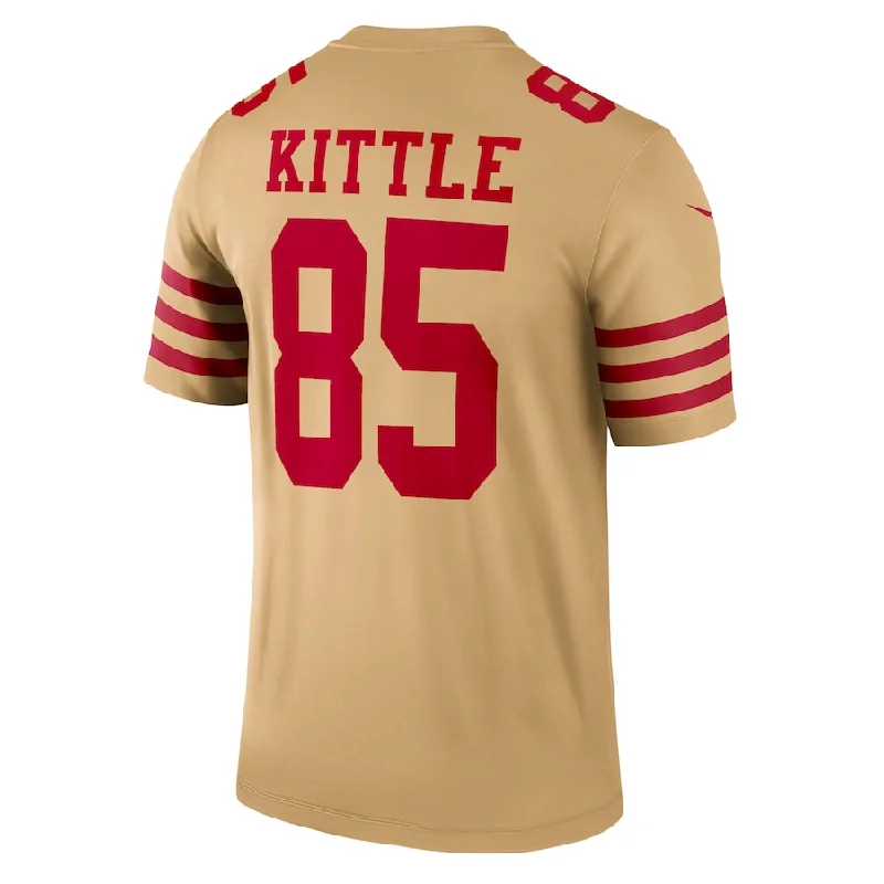 Rugby Jersey with Moisture-Wicking and Quick-Dry Technology-SF.49ers #85 George Kittle Gold Inverted Legend Jersey Stitched American Football Jerseys