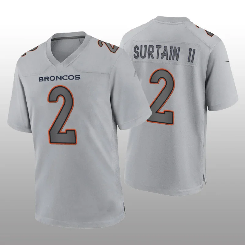 Rugby Jersey for Easy Movement and Flexibility-D.Broncos #2 Patrick Surtain II Gray Atmosphere Game Jersey Stitched American Football Jerseys