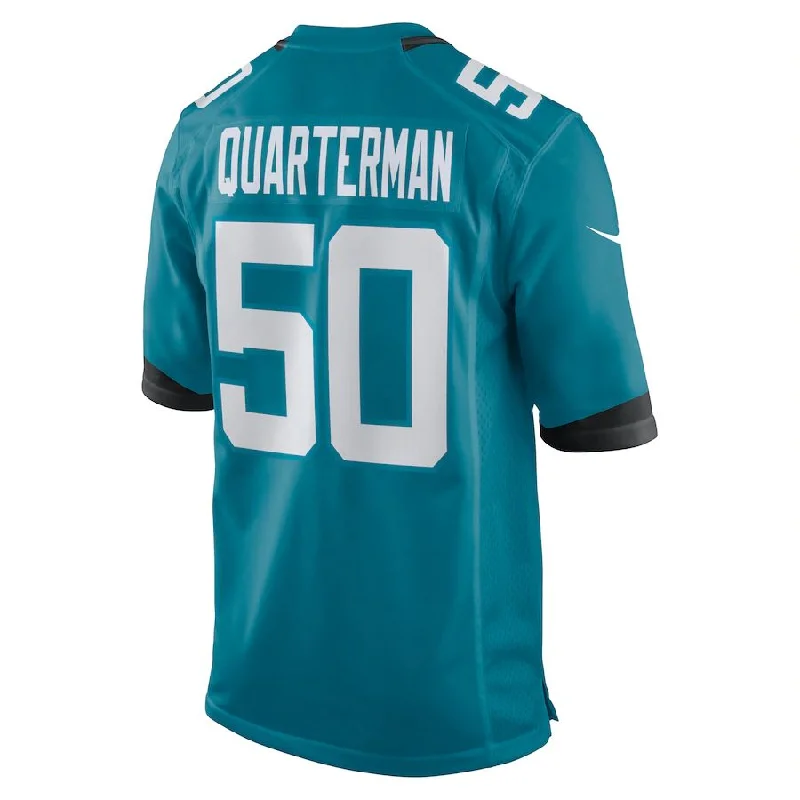 Rugby Jersey with Elastic Stretch for Better Fit-J.Jaguars #50 Shaquille Quarterman Teal Game Jersey Stitched American Football Jerseys